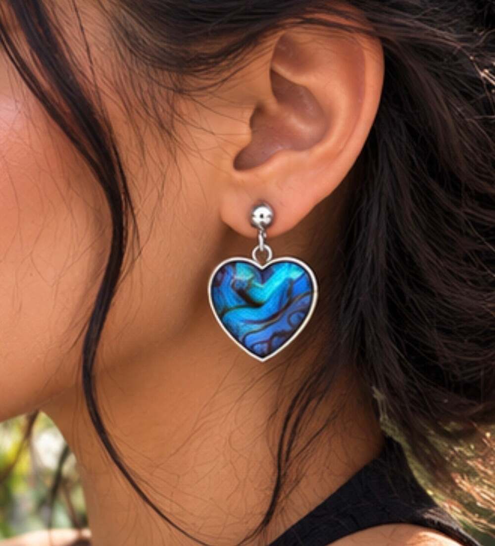 BOGO FREE BLUE MARBLED HEART EARRINGS